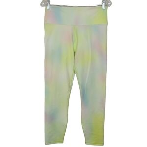 NWT Fabletics Boost Powerhold High Waisted 7/8 Blur Lemon Creme Leggings L